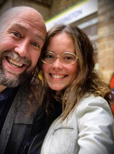 Nathaniel and Miriam in London, Paddington Station.